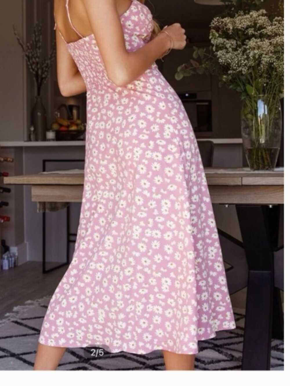 Shein Ditsy Floral Split Thigh Cami Dress Size XS